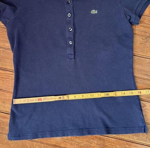 Lacoste Women’s  button down short sleeve pique polo navy blue size 40 small