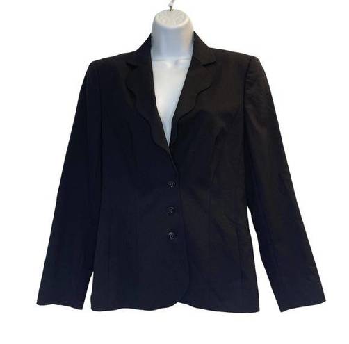 Edge Escada Women's Blazer Size 36 US 6 Scalloped  3-Button New Wool Black