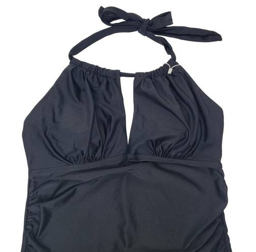 One Piece East Elegant Black Maternity Swimsuit  Keyhole Halter Medium NWT