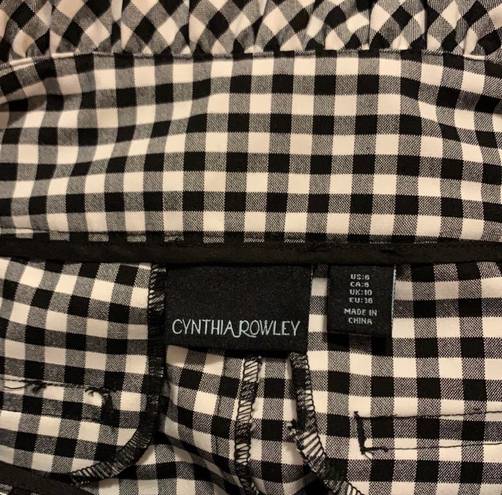 Cynthia Rowley Black White Checkered Gingham Paper Bag A Line Skirt