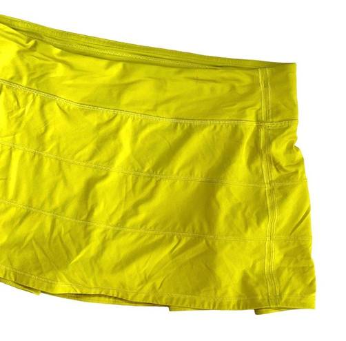 Lululemon  Women’s Pace Rival Mid Rise Pleated Serpentine Yellow Workout Skirt 10