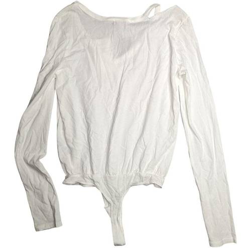 n:philanthropy  Wall White Cotton V-Neck Cold Shoulder Thong Bodysuit S NWT