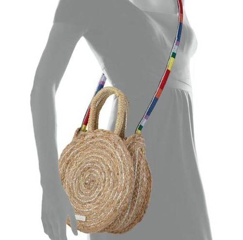 Sam Edelman  Emilia Metallic Braided Jute Round Rainbow Shoulder Bag Purse NWT