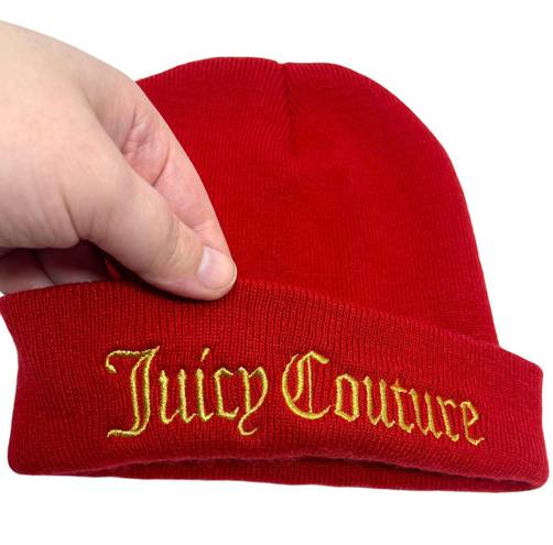 Juicy Couture Red Beanie Gold Embroidered Yes Oui Can Hat