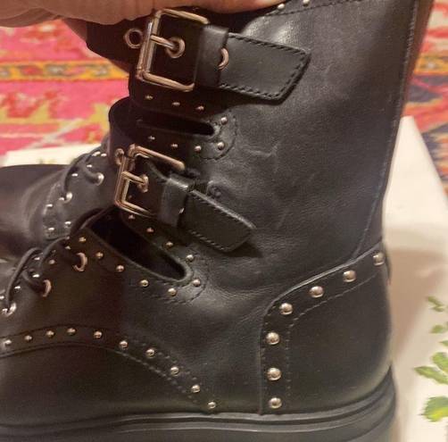 Chelsea and Violet  rhea black leather combat boots size 8 NWT