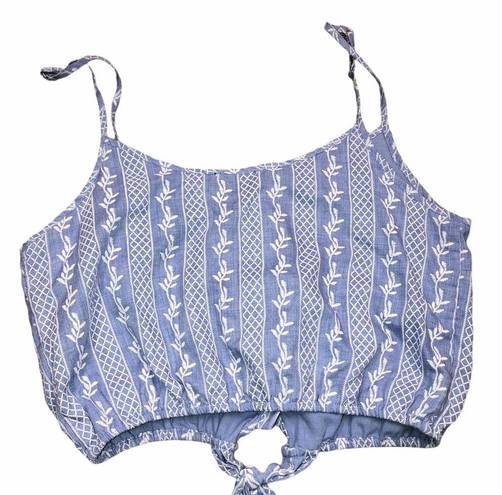 On Twelfth  size small blue embroidered crop top