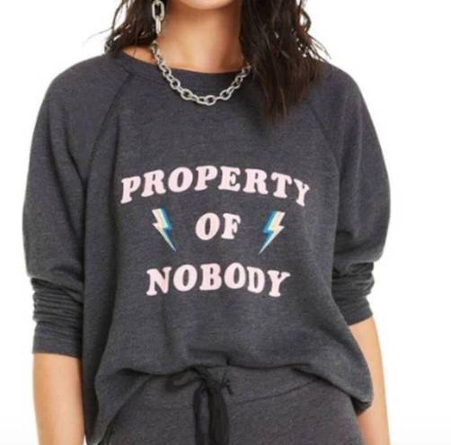 Wildfox  Property of Nobody Graphic Grey Pullover Sweatshirt set! xs