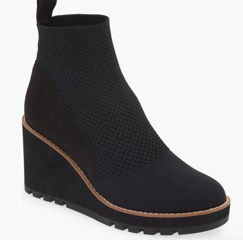 Eileen Fisher  quill platform wedge knit sock bootie