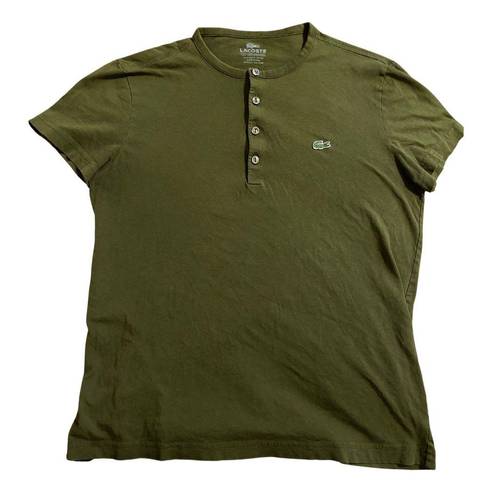 Lacoste Women’s Quarter Button Up Blouse Size 3 / Small Olive Green Shirt