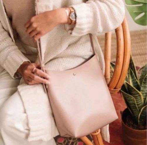 Anthropologie Samara |  vegan leather cross body shoulder bag in Peony Pink