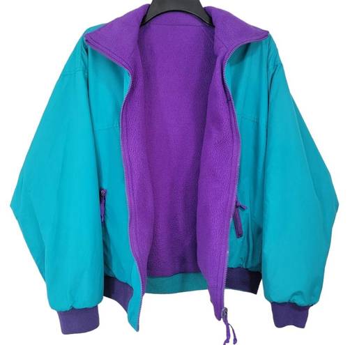 Cabin creek  Vintage Reversible Zip Up Light Teal Purple Oversized Jacket Size M