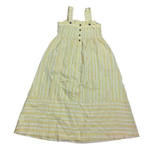 Patagonia  women's small Garden Island dress yellow white stripe prairie cottage