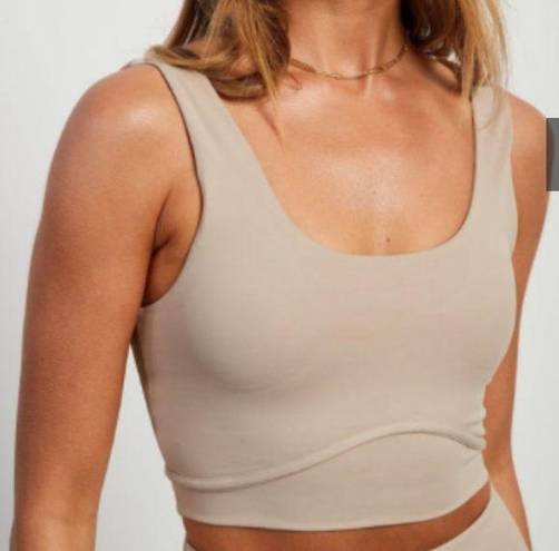 Anthropologie All Fenix  Contour Longline Scoop Sports Bra Taupe