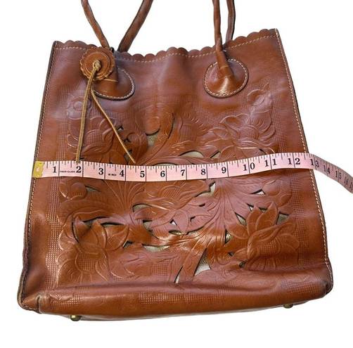 Patricia Nash  Women's Brown Leather Cutout Tooled Cavo Tote with Dust Bag