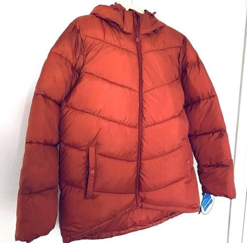 Bernardo NWT  Love Full Circle Hooded Rust Puffer Jacket Sz M