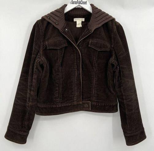 J.Crew  Corduroy Bomber Jacket Chocolate Brown Foldover Collar Women’s Size Small