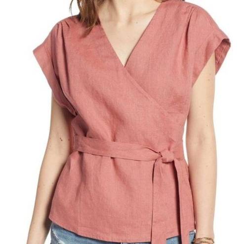 Treasure & Bond  100% linen wrap top size medium