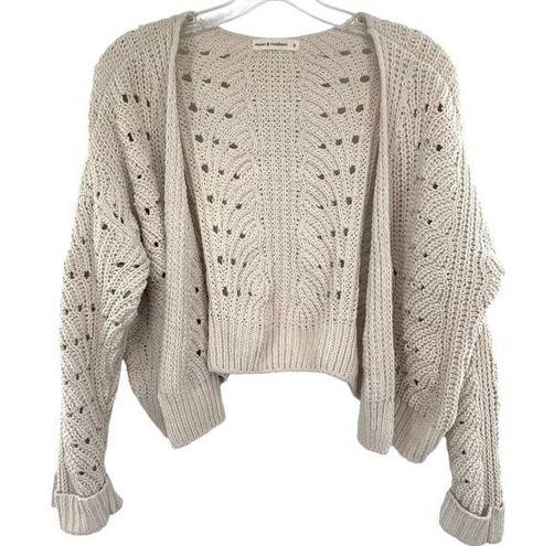 The Moon  & Madison Cropped Cable Knit Oversized Cardigan Sweater