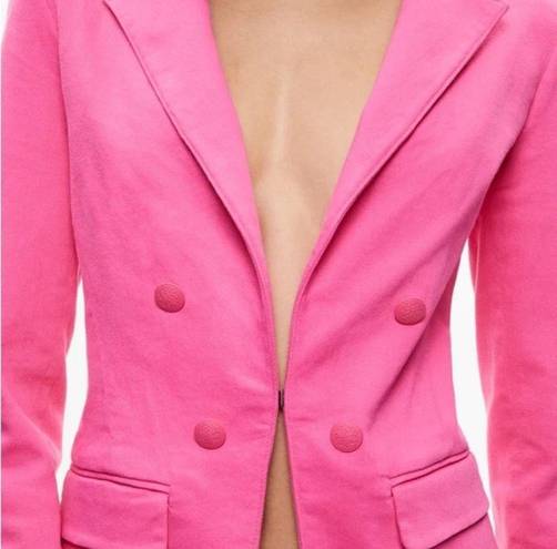 Alice + Olivia  Pink Mya Notch Collar Fitted Front Button Denim Blazer 14