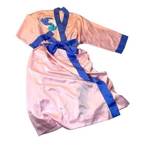 Vintage Natori Pink Colorblock Kimono Robe w/ Abstract Floral/Bird Design Size M Size M