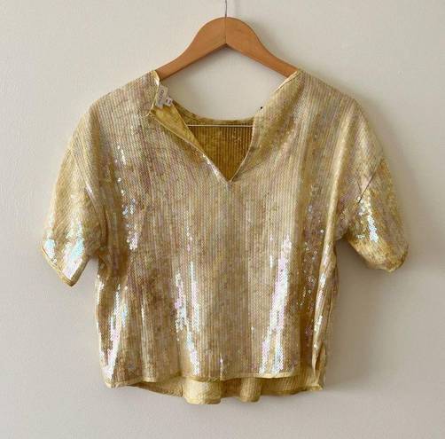 Pilcro ANTHROPOLOGIE  Yellow Sequin Tech Top Size XXS / XS