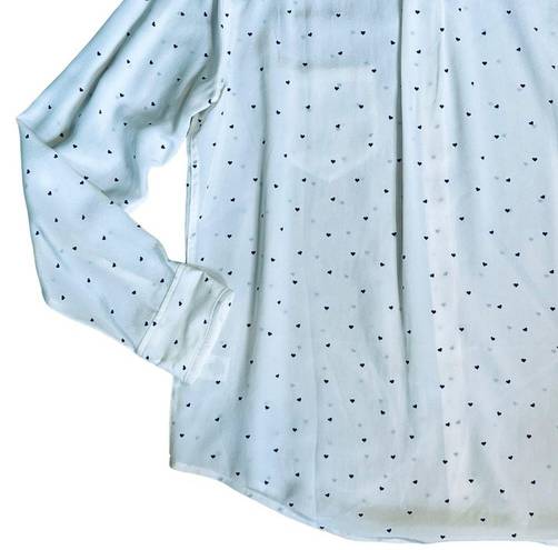 Rails  Women’s Sz M White Silk Navy Heart Print Kate Button Down Tailored Blouse