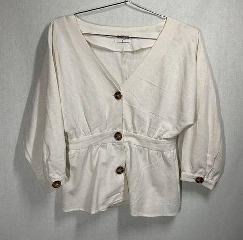 Harper  New York Boho Linen Cream Jacket in Size Small