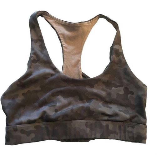 Zyia  Active Hero Camo Strappy Sports Bra Double Strap Racerback Sz. M Sporty