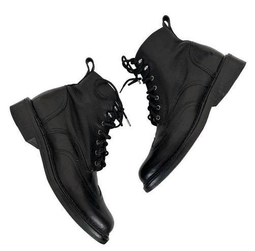 Rag and Bone  Black Leather Wingtip Combat Boots Sz 38.5