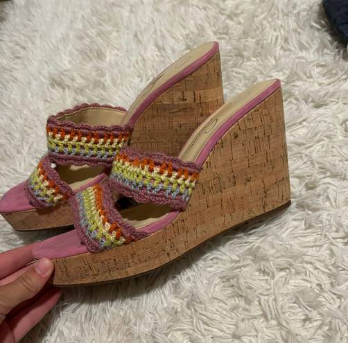 Jessica Simpson Colorful Crocheted Wedges