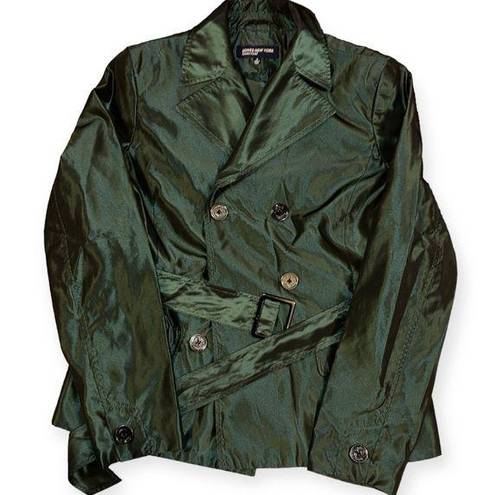 Jones New York Vintage Metallic Green Short Trench Coat. Size S. EUC