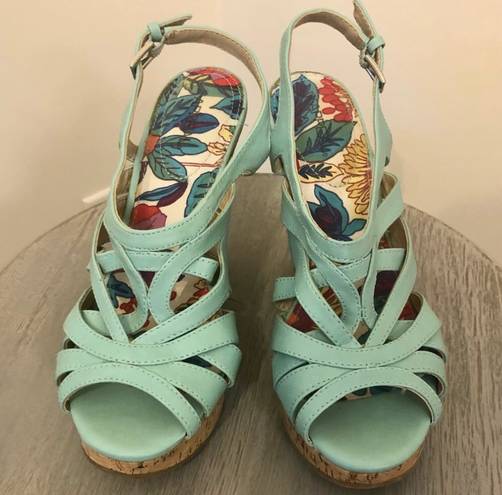 X-Appeal Teal Wedges Size 6.5