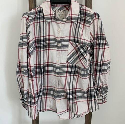 Style & Co Checker White and Red Button Down Dress Shirt / Size XL