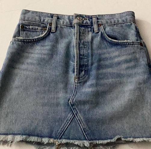 AGOLDE  Quinn Denim Mini Skirt Size 24 Lightly Distressed Blue In Devotee Wash