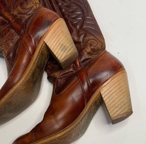 Dingo  Women’s Vintage Rust Brown Leather Almond-toe Cowboy Boots Sz 8