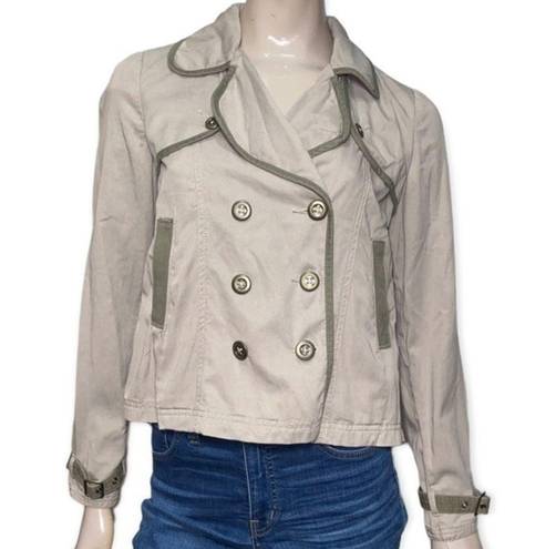 Free People  Women’s Size 4 Light Gray Double Breasted Cotton Mini Trench Jacket