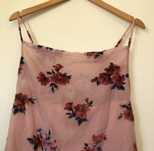 American Eagle NEW NWT  AEO Pink Floral Velvet Cowl Neck Sleeveless Slip Dress XS