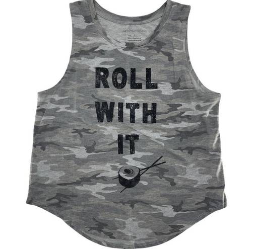 Grayson Threads  Women’s Camo "Roll With It" Sushi Graphic Tank Top Size L