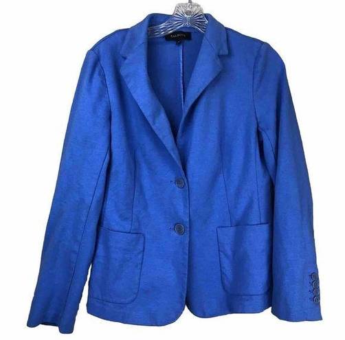 Talbots  Women Blazer Jacket Sz M Blue Pockets Knotch Collar Classic Office Corp