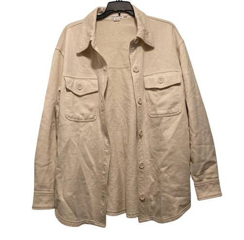 Good American EUC  Fleece Shacket Shirt Jacket Bone Cream Sz. 00/0=XS