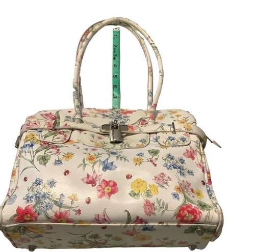 Vera Pelle  leather flower print bag with lock