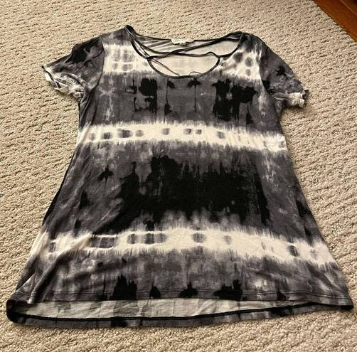 Cloud Chaser Printed Short Sleeve Shirt Top Black Medium