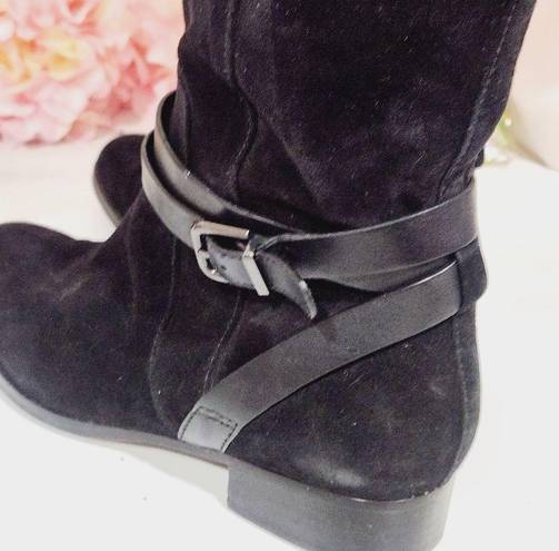 Via Spiga  Tall Boots Prish Riding Boots Black Suede Leather Sz 7.5