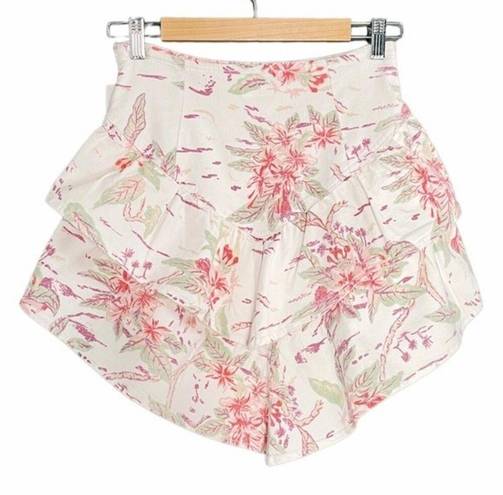 MOTHER Denim NEW  The Ruffle Tiered Mini Skirt Floral Aloha Print Women’s Size 26