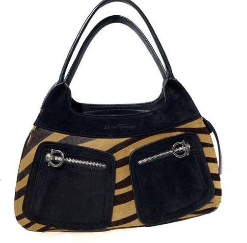 Salvatore Ferragamo VINTAGE  Pony Hair Animal Print Handbag