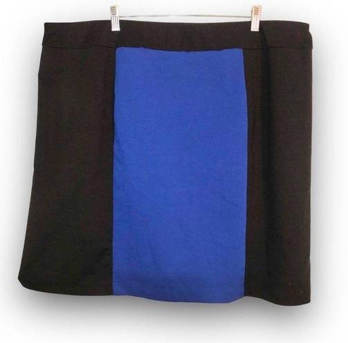 Fashion Bug  ColorBlock Black Blue Pencil Skirt Pull On size 2X stretchy