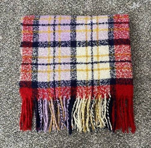 Aerie Plaid Blanket Scarf -  - Red, Light Purple & Cream