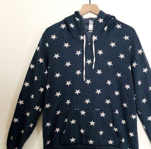 Alternative  BLUE AND WHITE STARS PULLOVER POCKET HOODIE SWEATER SWEATSHIRT TOP