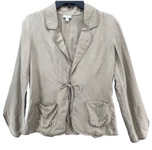 J.Jill  Blazer Jacket Womens Size XS Tan Linen Blend Tie Front Blazer Lagenlook