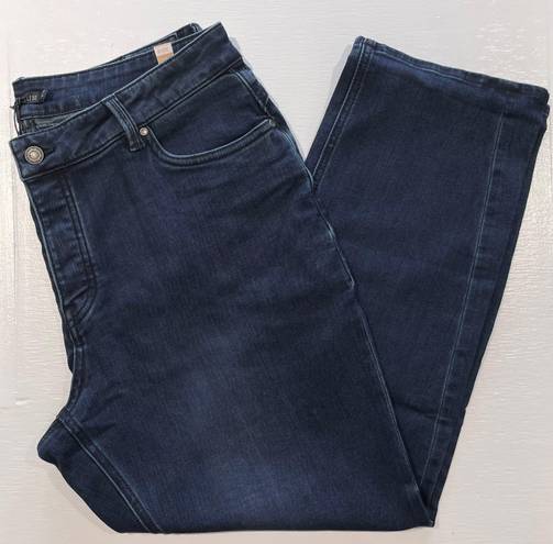 prAna New  Buxton Mid Rise Slim Boyfriend Jeans Stretch Denim Deep Blue Size 14